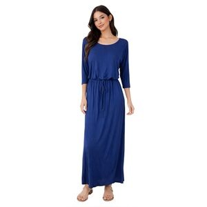 Tua Navy Cinched Waist Maxi Dress - Size Small